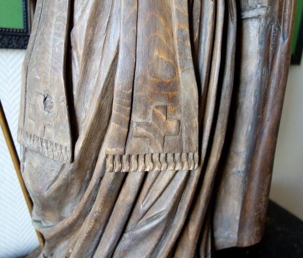 Grande statue de Saint Augustin en bois sculpté, époque Louis XIV vers 1700 - 105cm