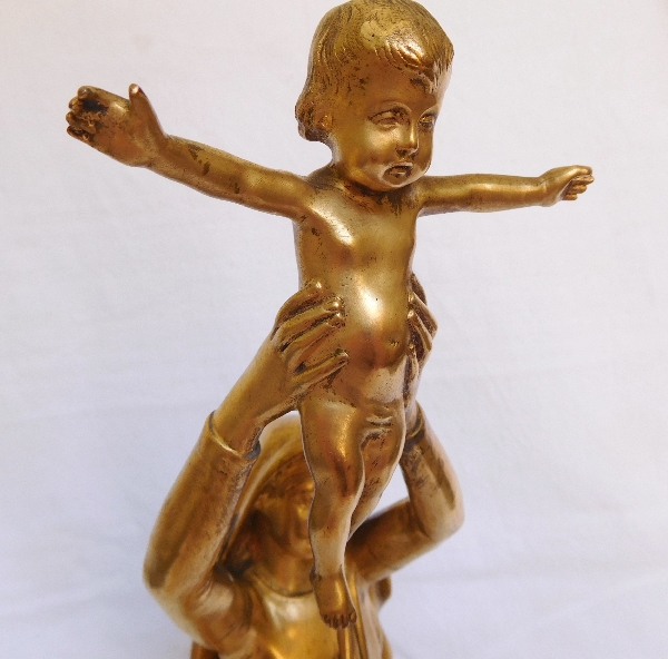 Barbedienne : Vierge d'Albert, Vierge à l'Enfant en bronze doré - 42cm