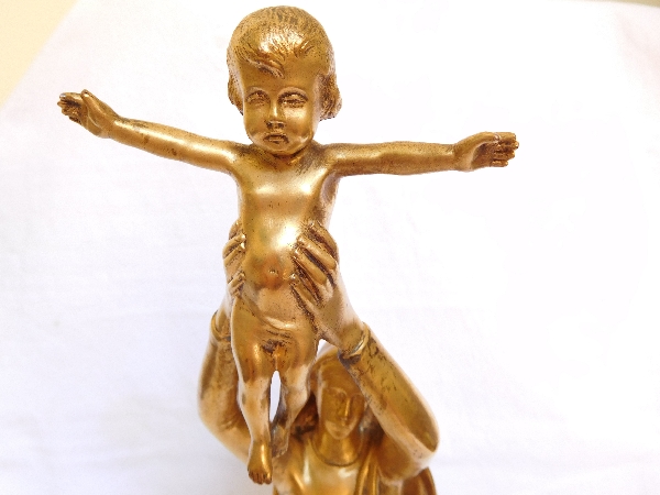 Barbedienne : Virgin Mary and Child from Albert, gilt bronze - 42cm