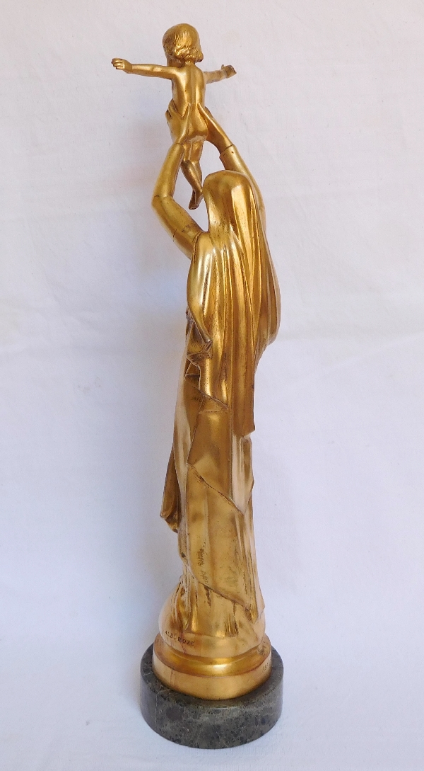 Barbedienne : Virgin Mary and Child from Albert, gilt bronze - 42cm