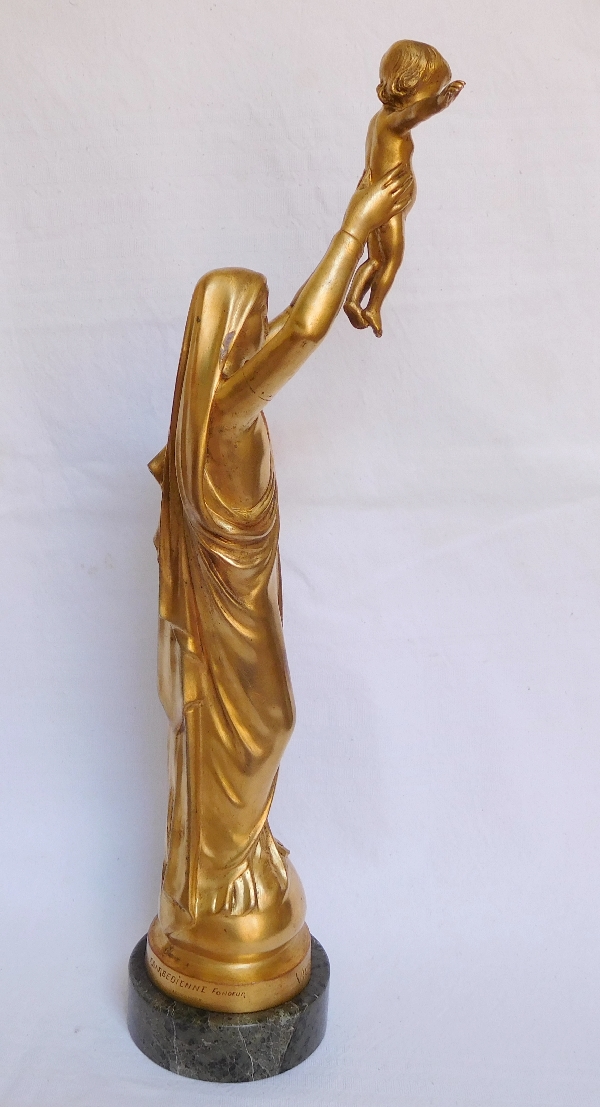 Barbedienne : Virgin Mary and Child from Albert, gilt bronze - 42cm