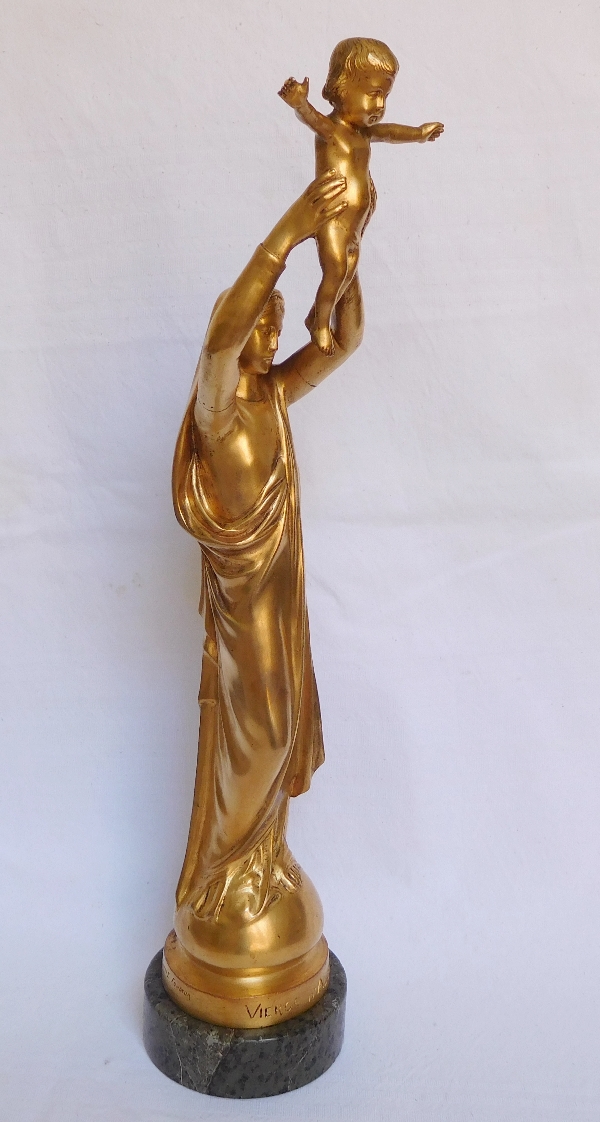 Barbedienne : Virgin Mary and Child from Albert, gilt bronze - 42cm