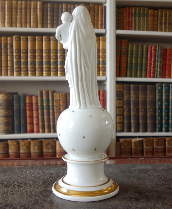 Early 19th century gilt porcelain and biscuit Virgin and Child