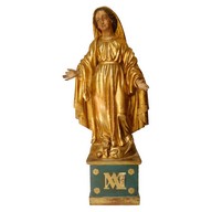 Statue de la Vierge Marie en bois doré d'époque XVIIIe Siècle