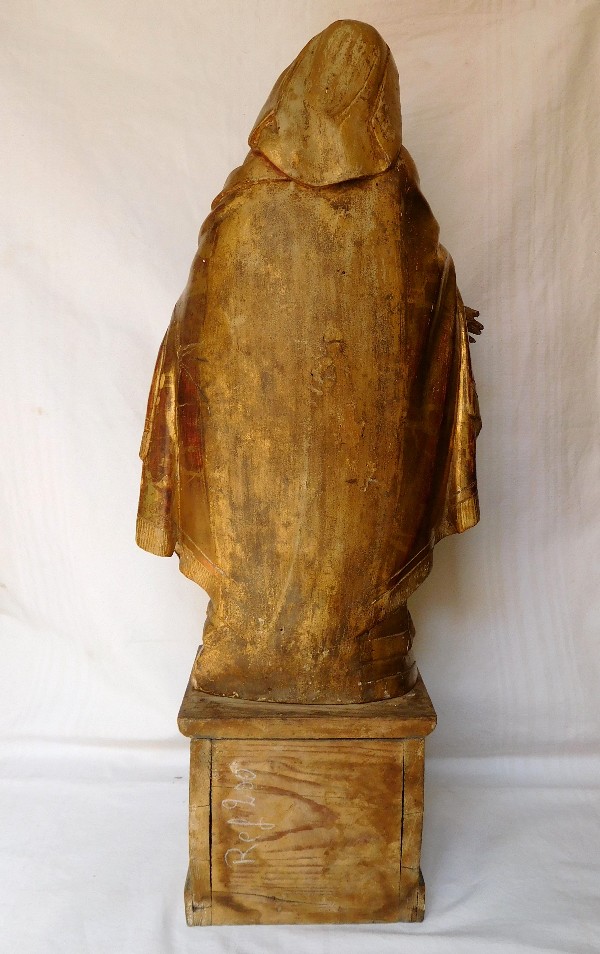 Statue de la Vierge Marie en bois doré d'époque XVIIIe Siècle