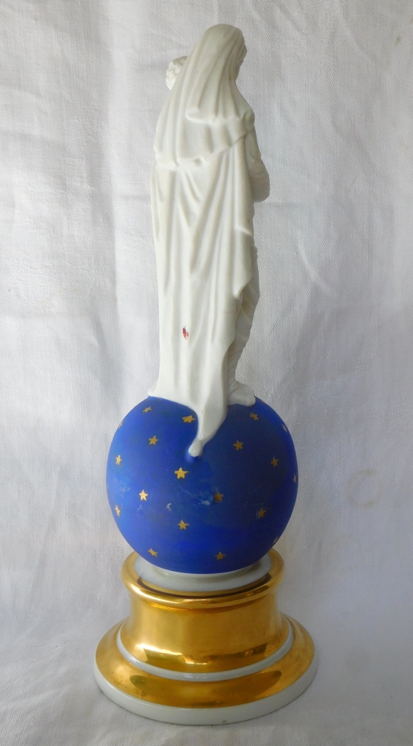 Early 19th century gilt porcelain and biscuit Virgin and Child