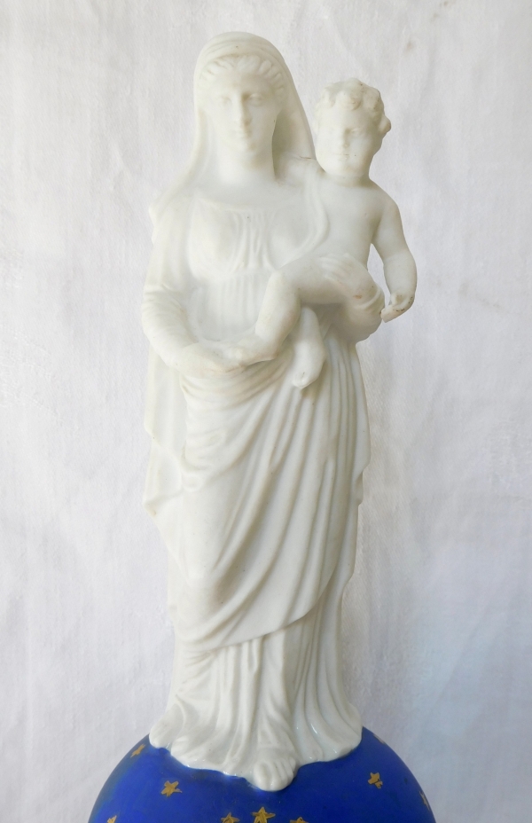 Vierge à l'Enfant en biscuit et porcelaine de Paris - époque Charles X vers1830