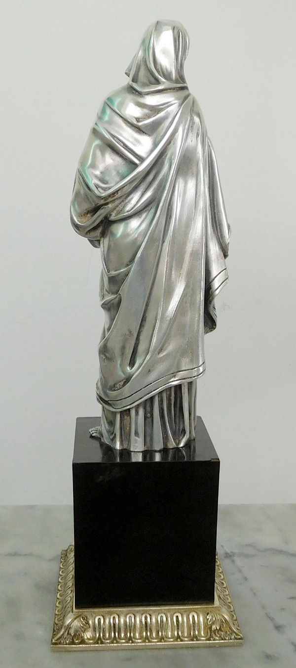 Madonna and Child statue - silver plated bronze and ebony