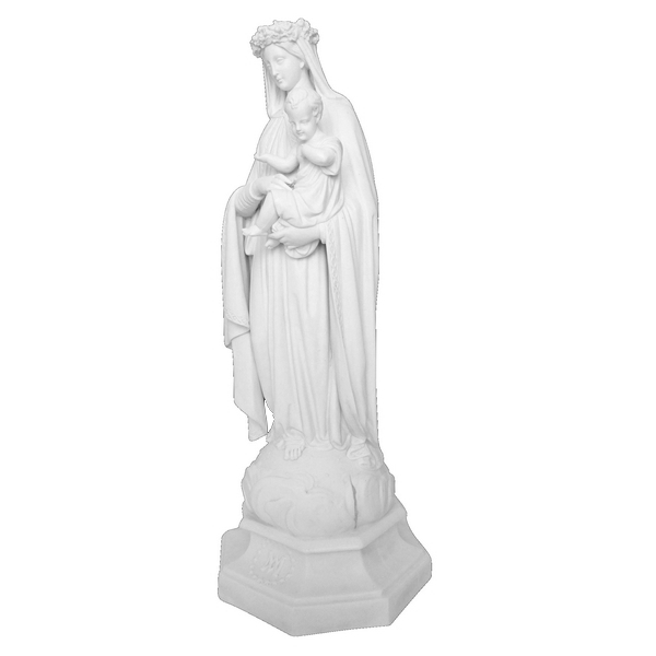 Tall porcelain biscuit statue : Virgin Mary and Child - France circa 1860