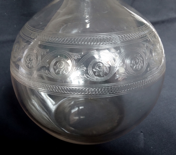 Baccarat crystal wine decanter, Athenian engraved pattern