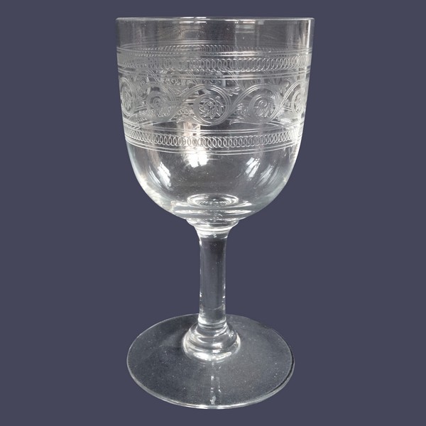 Baccarat crystal port glass, Athenian engraved pattern - 10.3cm