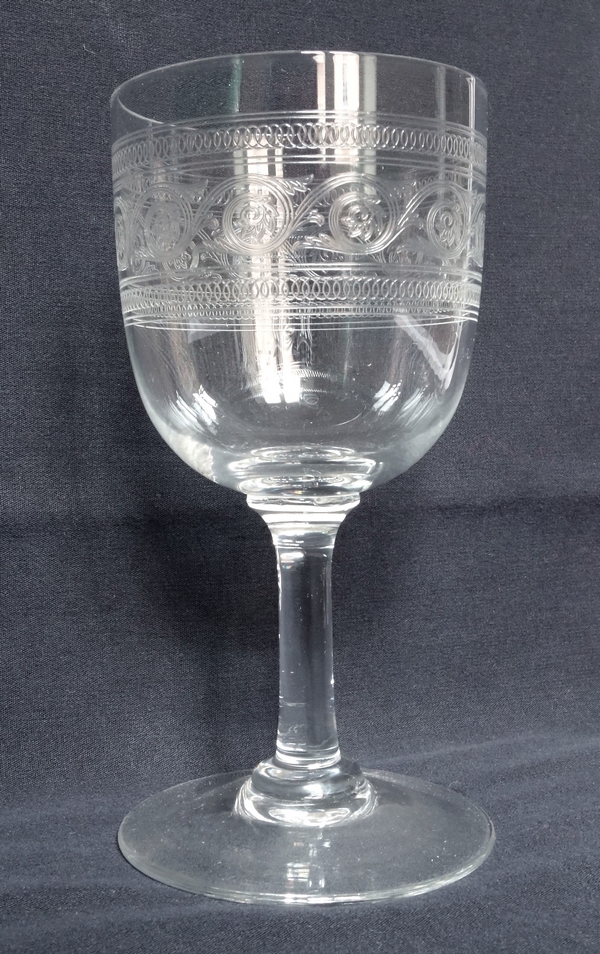 Baccarat crystal water glass, Athenian engraved pattern - 15.6m