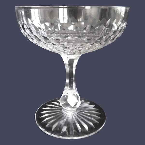 Baccarat crystal champagne glass, richly cut crystal, late 19th century