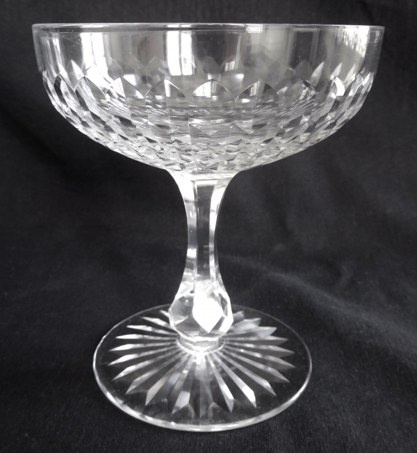 Baccarat crystal champagne glass, richly cut crystal, late 19th century