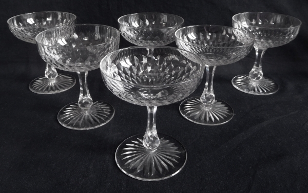 Baccarat crystal champagne glass, richly cut crystal, late 19th century