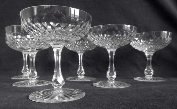 Baccarat crystal champagne glass, richly cut crystal, late 19th century