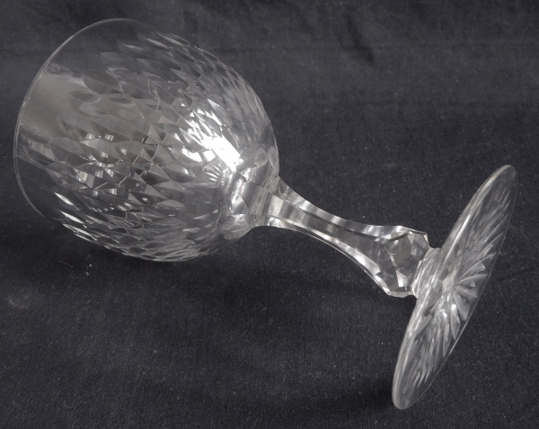 Baccarat crystal wine glass, richly cut crystal, late 19th century - 12.5cm