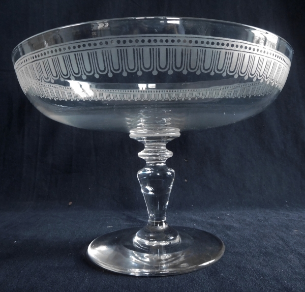 Baccarat crystal fruit / dessert dish, Louis XVI style engraving - original sticker