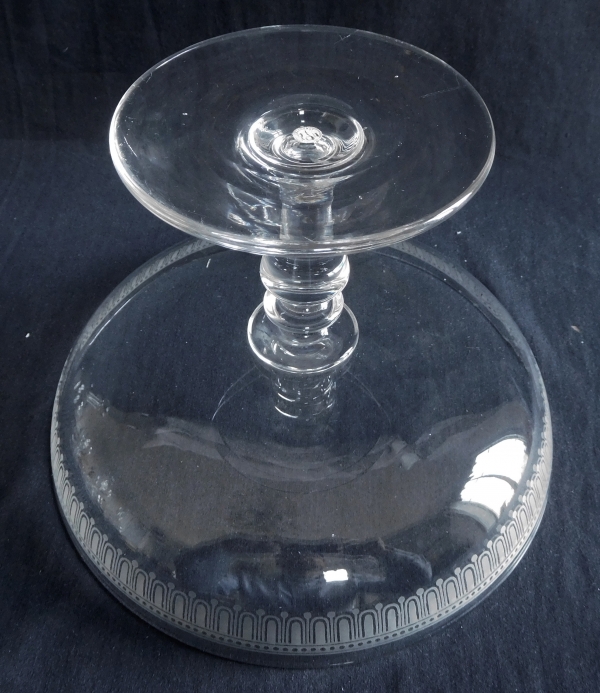 Baccarat crystal fruit / dessert dish, Louis XVI style engraving - original sticker