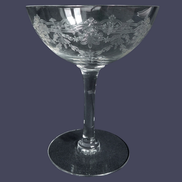 Baccarat crystal champagne glass, Beauharnais pattern