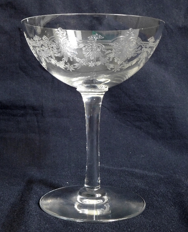 Baccarat crystal champagne glass, Beauharnais pattern