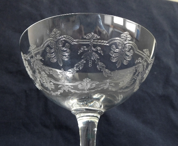 Baccarat crystal champagne glass, Beauharnais pattern