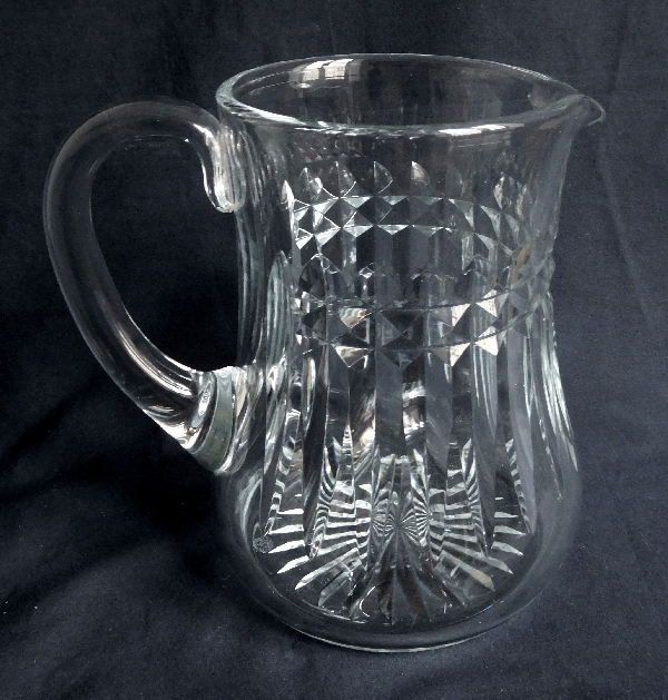 Baccarat crystal water pitcher, Buckingham pattern - signed