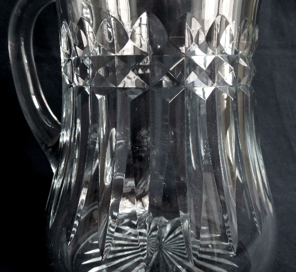 Baccarat crystal water pitcher, Buckingham pattern - signed