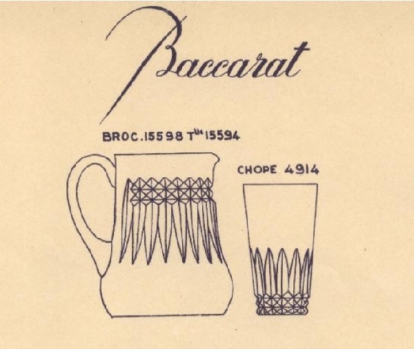 Pichet / broc / carafe à eau en cristal de Baccarat, modèle Buckingham - signé