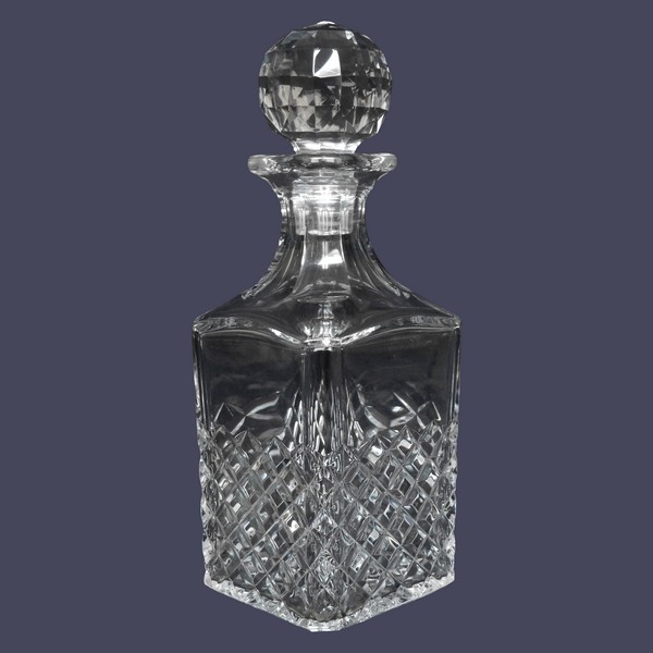 Flacon / carafe à whisky ou cognac en cristal de Baccarat, modèle Burgos - signé