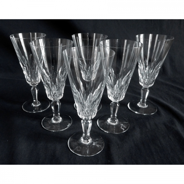 Baccarat crystal champagne flute, Carcassonne pattern - signed