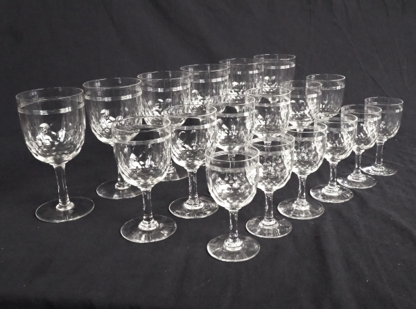 Baccarat crystal white wine or port glass, Chauny pattern - 10.3cm