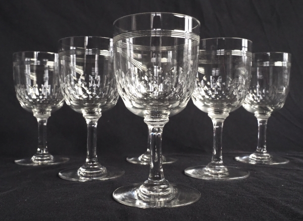 Baccarat crystal white wine or port glass, Chauny pattern - 10.3cm