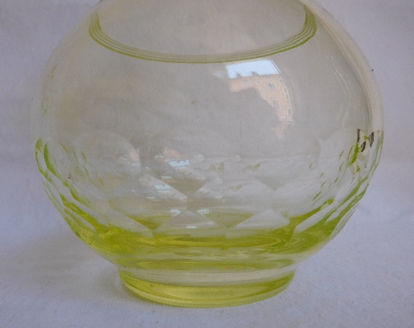 Baccarat crystal liquor decanter, Chauny pattern, rare light yellow colour