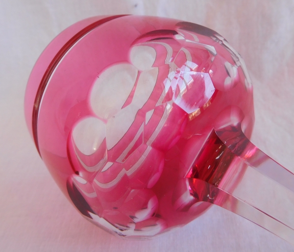 Baccarat crystal champagne glass, Chauny pattern, pink overlay crystal