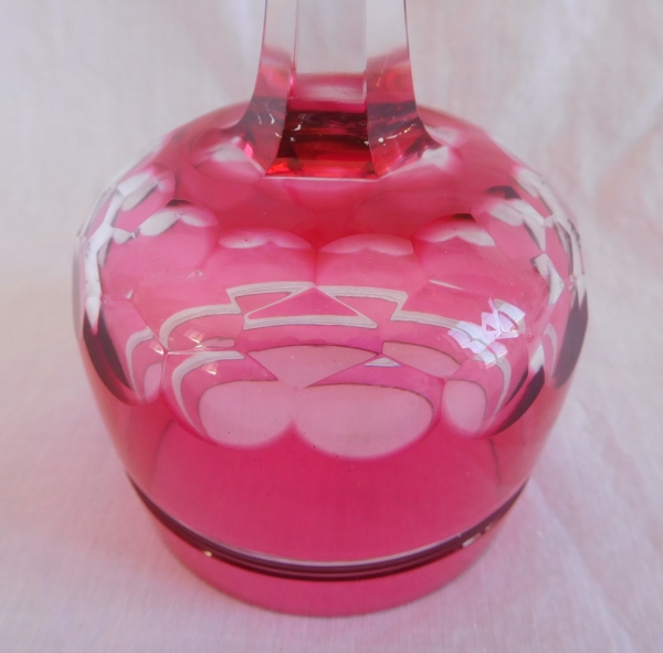Baccarat crystal champagne glass, Chauny pattern, pink overlay crystal