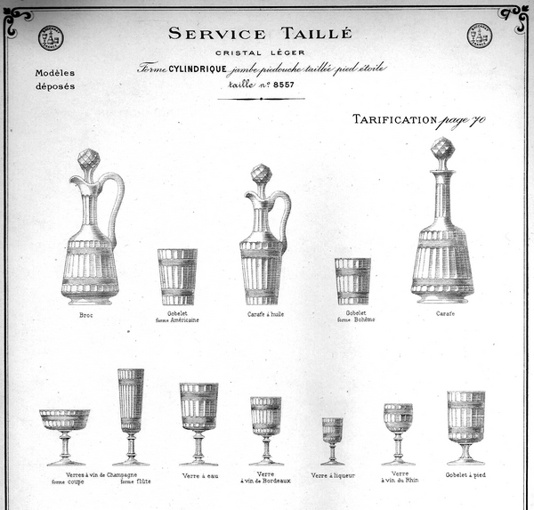 Aiguière / carafe à eau en cristal de Baccarat, modèle proche de Chicago à double filet