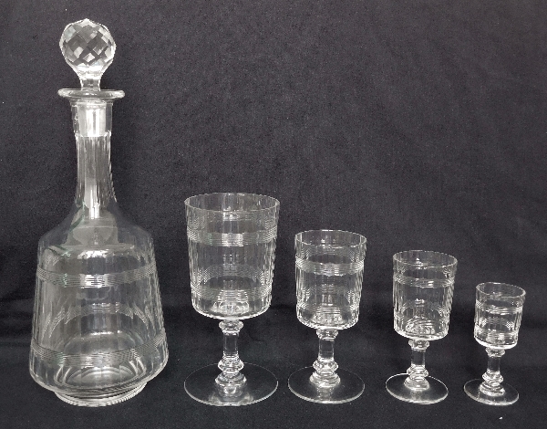 Verre à eau en cristal de Baccarat, modèle proche de Chicago à double filet - 14,8cm