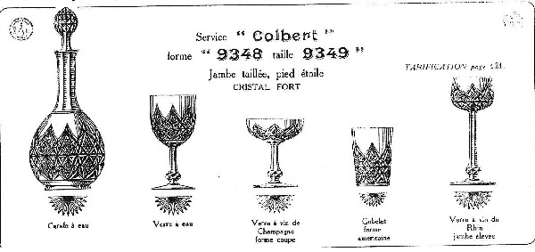 Baccarat crystal wine glass, Colbert pattern - 12,8cm