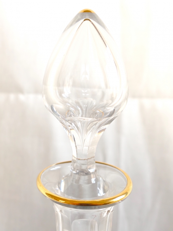 Tall Baccarat crystal wine decanter - shape 8469 enhanced with fine gold - 34.5cm