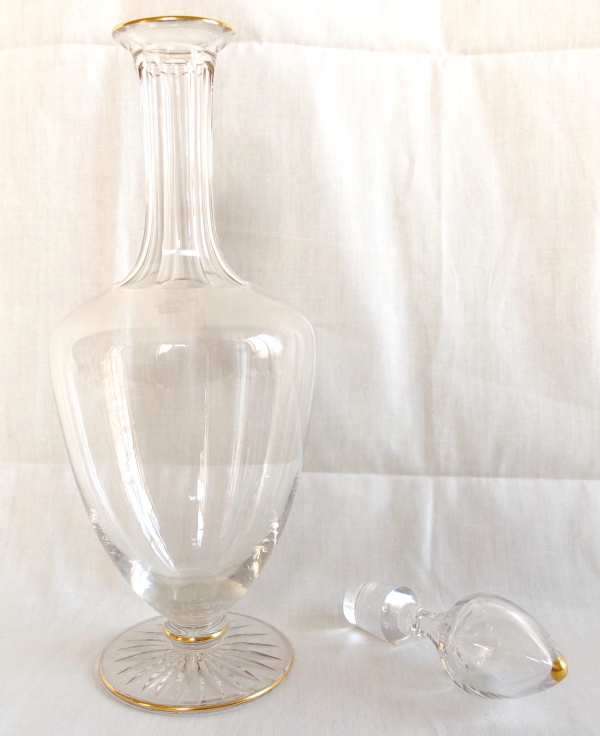 Tall Baccarat crystal wine decanter - shape 8469 enhanced with fine gold - 34.5cm