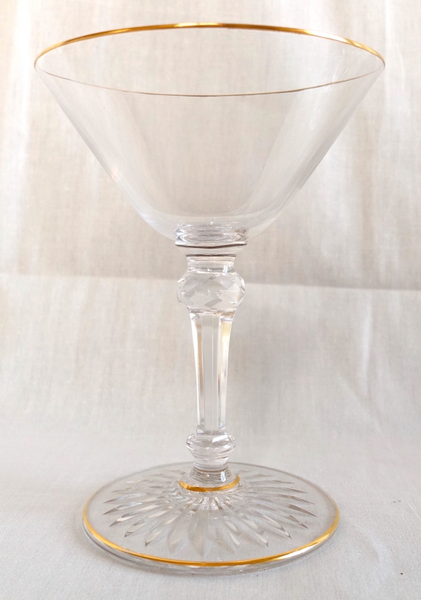 Baccarat crystal champagne glass - shape 8469 enhanced with fine gold