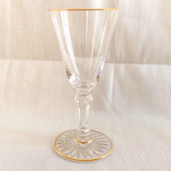 Baccarat crystal water glass - shape 8469 enhanced with fine gold - 17.8cm