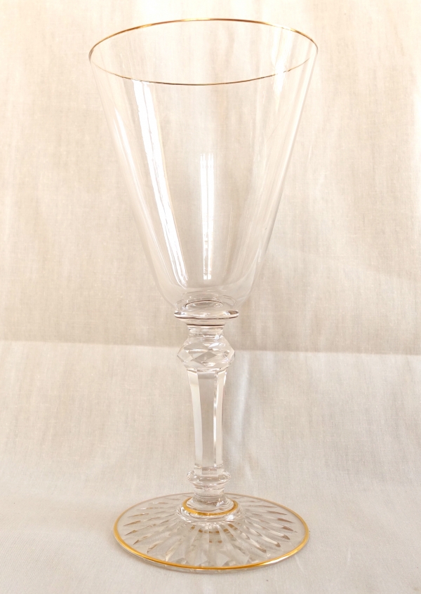 Baccarat crystal port glass / white wine glass - shape 8469 enhanced with fine gold - 12.3cm