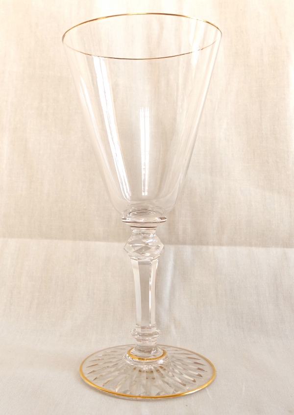 Baccarat crystal water glass - shape 8469 enhanced with fine gold - 17.8cm