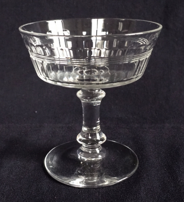 Baccarat crystal champagne glass or sherbet, cut crystal, Chicago pattern variant