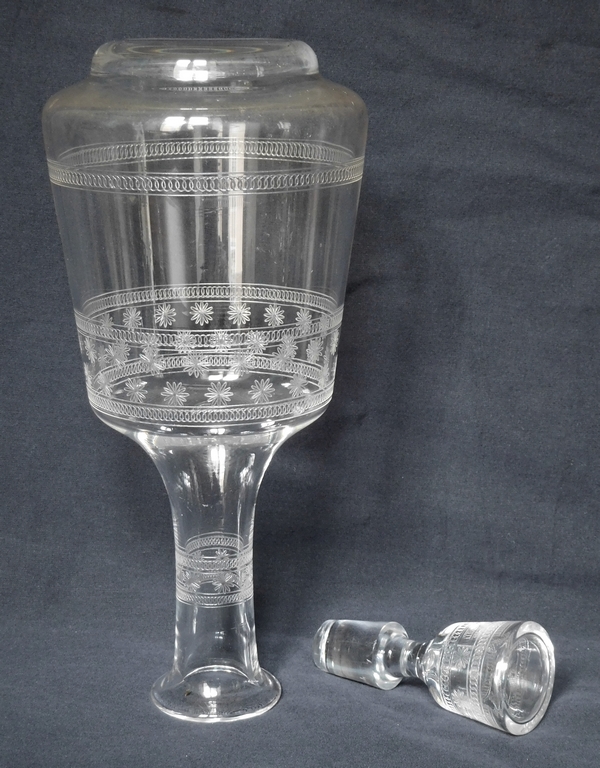 Carafe à eau en cristal de Baccarat, modèle cylindrique gravé étoiles, gravure 4770 - 30,5cm