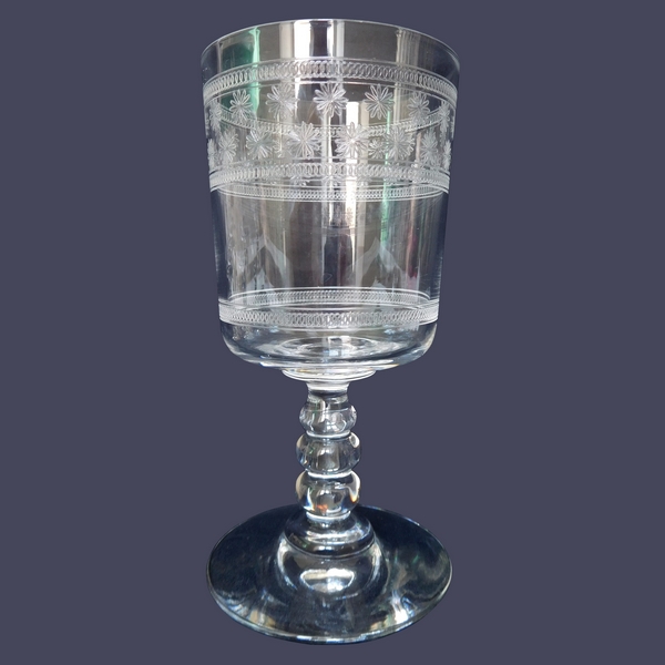 Verre à vin rouge en cristal de Baccarat, modèle cylindrique gravé étoiles - 12cm