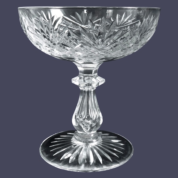 Baccarat crystal champagne glass, Douai pattern sophisticated variant