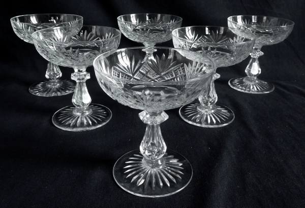 Baccarat crystal champagne glass, Douai pattern sophisticated variant